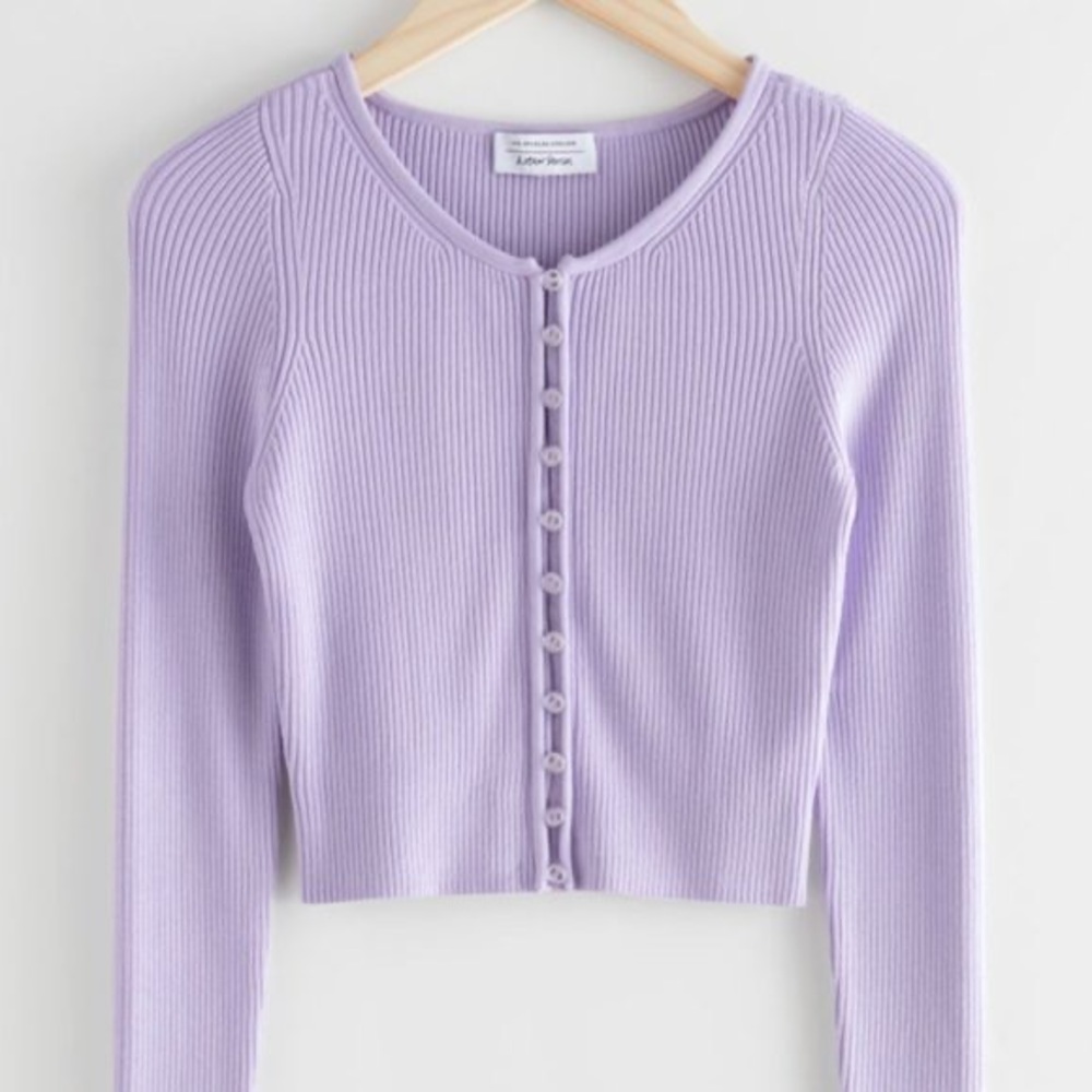 & Other Stories Ribbed Fitted Cropped Cardigan